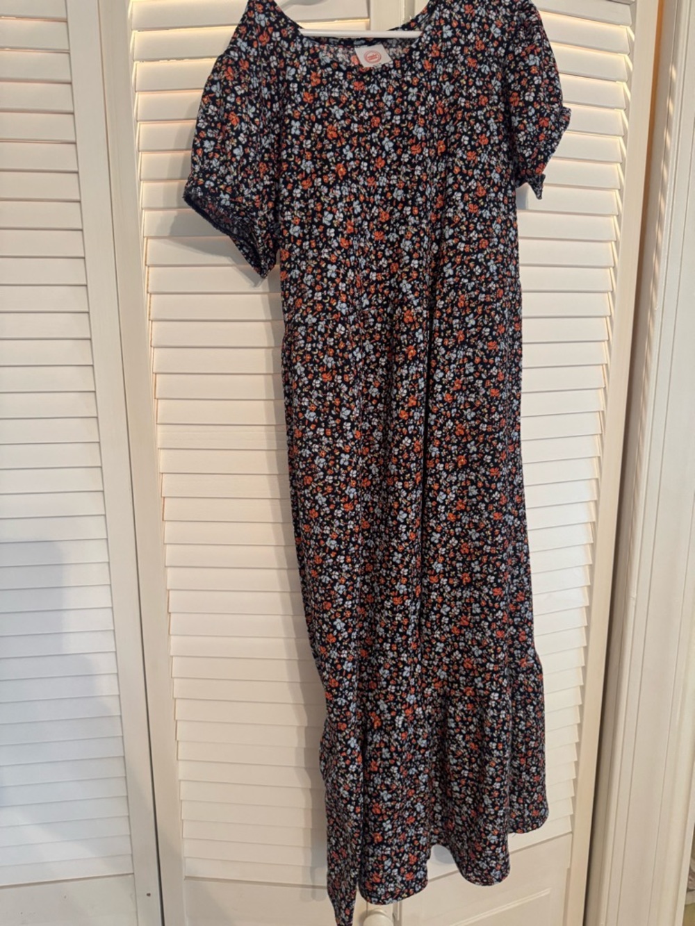 wonder nation Black Maxi Dress with Orange and Blue Floral Print